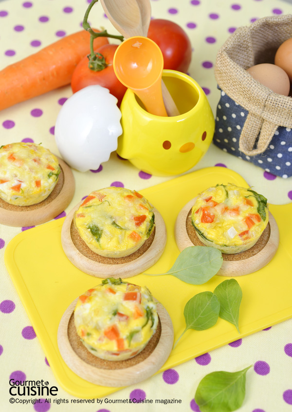 คัพเค้กไข่และผัก อาหารเช้าเมนูไข่อบ เด็กหรือผู้ใหญ่ก็ชอบกิน