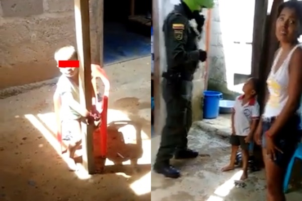 สะเทือนใจ! ตำรวจบุกช่วยเด็กน้อยถึงบ้าน หลังถูกแม่ใจยักษ์จับมัดไว้กับเสา