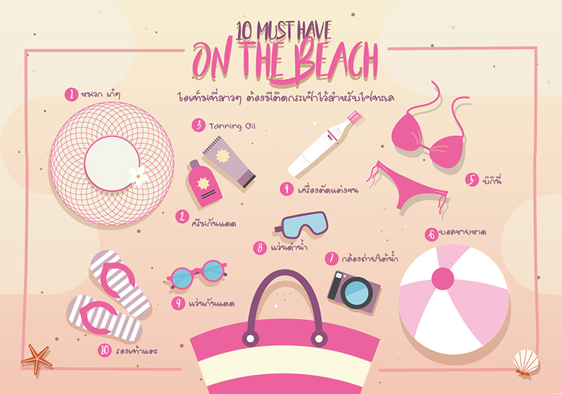 10 Must-Have Items on the Beach ไปทะเลทั้งที นี่คือ 10 ไอเท็มที่คุณต้องมีไว้ติดตัว