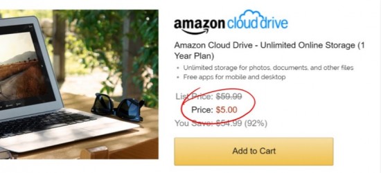 Amazon ลดราคาพื้นที่ Cloudแบบไม่จำกัด เหลือเพียง 5 เหรียญสหรัฐ