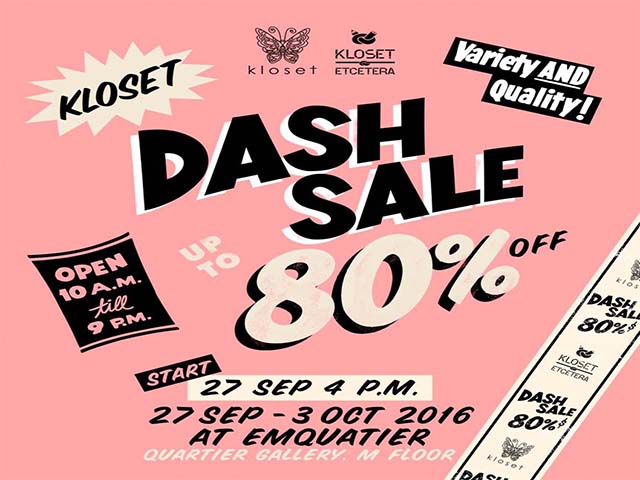 Kloset Dash sale 80 % 2016 (วันนี้ - 3 ต.ค. 2559)