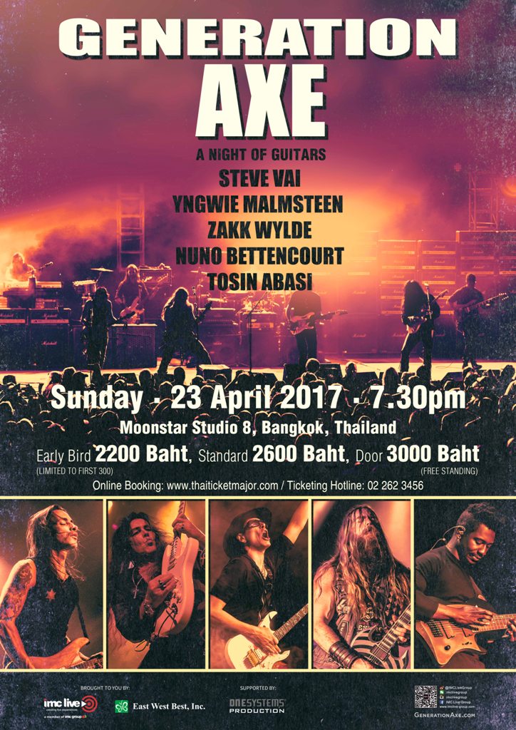 IMC Live GROUP เตรียมระเบิดความมันส์กับ 5 พลังขุนขวาน! GENERATION AXE A Night of Guitars Asia Tour 2017 Live Concert in Bangkok