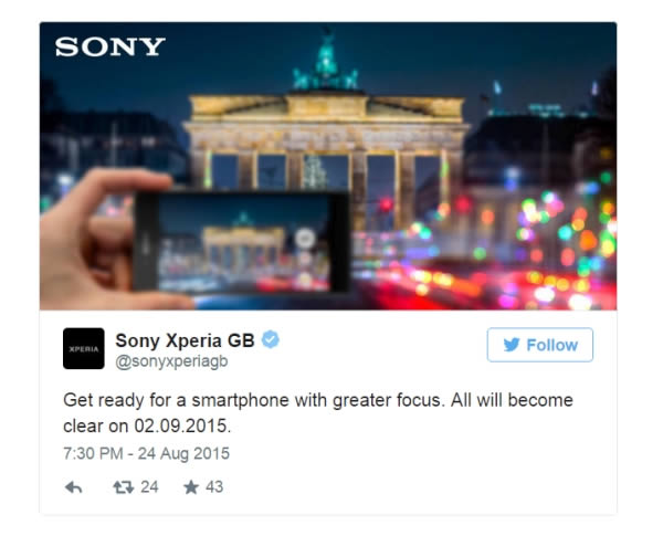 Sony ทวิตเตอร์ยัน Xperia Z5 จะมีระบบโฟกัสที่ดีขึ้น