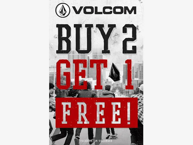 โปรโมชั่น Volcom ซื้อ 2 แถม 1 (11 พ.ย. - 8 ธ.ค. 2558)
