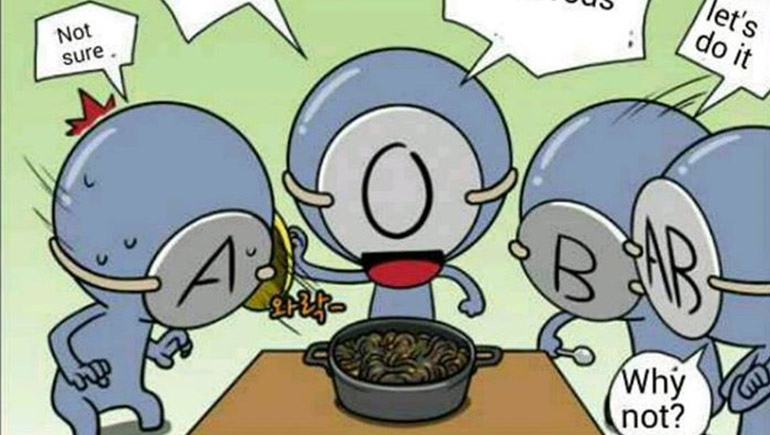 อาหารสำหรับแต่ละกรุ๊ปเลือด A , AB, B, O