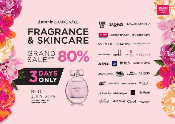 มาด่วนก่อนหมดเขต Amarin Brand Sale : Fragrance & Skincare Sale ลดสูงสุด 80% (8 ถึง 10 ก.ค. 58)